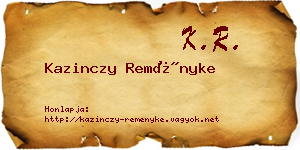 Kazinczy Reményke névjegykártya